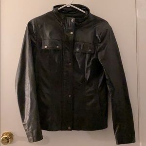 Black leather Daniel coat size x-small